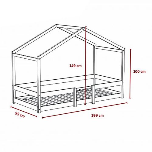 Lit Cabane 90x190 Sommier Inclus Célia - Blanc