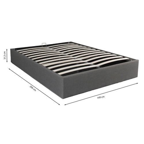 Lit Coffre Genoa 140x190 + 1 Sommier / Gris Foncé