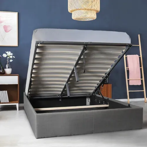 Lit Coffre Genoa 140x190 + 1 Sommier / Gris Foncé