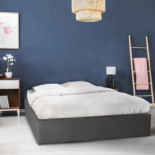 Lit Coffre Genoa 140x190 + 1 Sommier / Gris Foncé