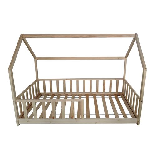 Lit Cabane Kiwi 90x190 + 1 Sommier + Barrière /naturel