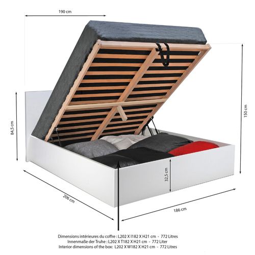 Lit Coffre Madrid 180x200 + 1 Sommier / Blanc