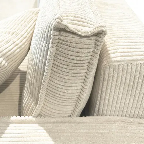 Canapé D'angle Convertible Avec Coffre Elise En Velours Côtelé - Angle Droit / Beige