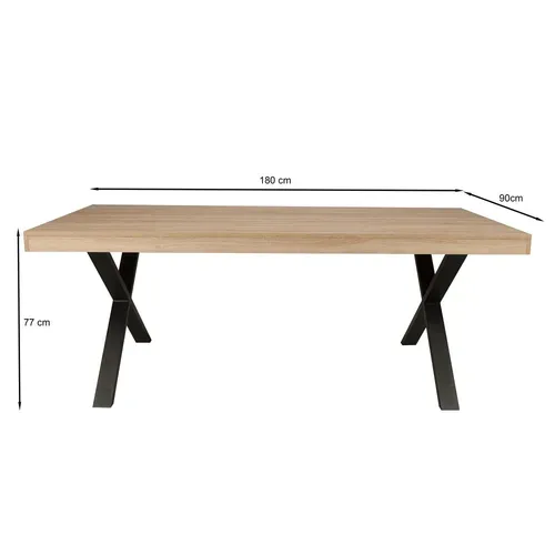 Table à Manger Cadix, 8 Personnes, 180 X 90 Cm / Décor Chêne Blanchi