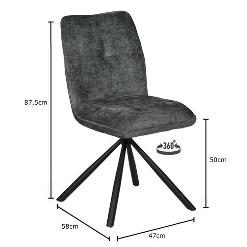 Lot De 4 Chaises Pivotantes De Salle à Manger Cortina / Gris Foncé