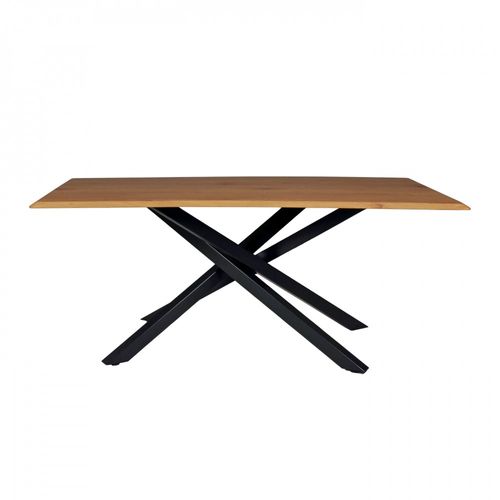 Table à Manger Montana 180x90 Cm- 8 Personnes/ Plateau Décor Chêne Et Pieds Métal Noir