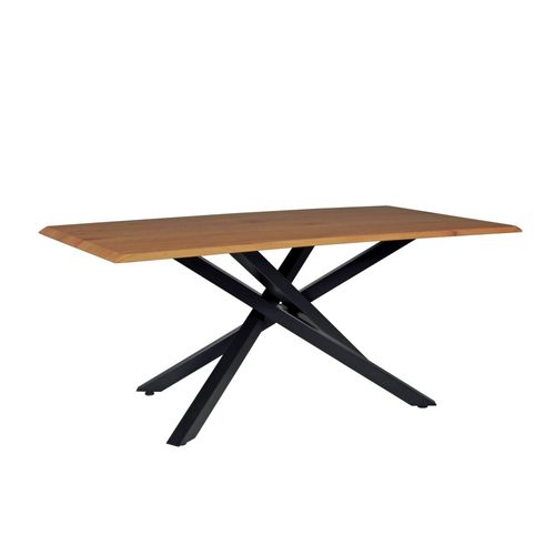 Table à Manger Montana 180x90 Cm- 8 Personnes/ Plateau Décor Chêne Et Pieds Métal Noir