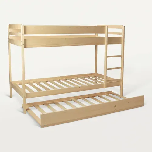 Lit Superpose Wally 90x190 + 2 Sommiers + 1 Lit Tiroir/ Naturel