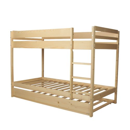 Lit Superpose Wally 90x190 + 2 Sommiers + 1 Lit Tiroir/ Naturel