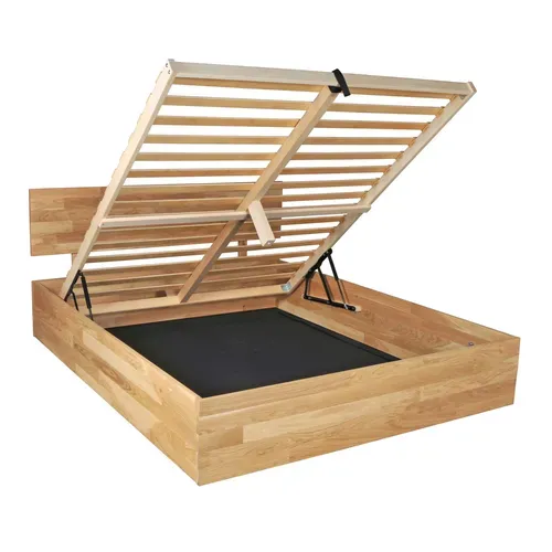 Lit coffre 160x200 cm en chêne massif OWEN