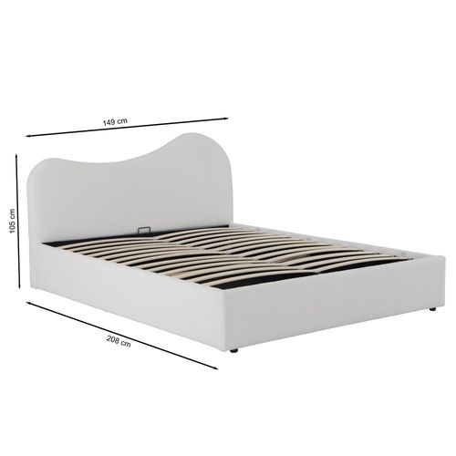 Lit Coffre 140x190 Cm Cocoon+ Sommier / Tissu Bouclette Blanc