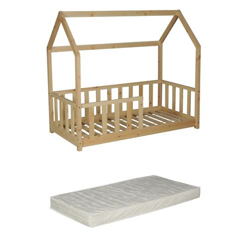 Lit Cabane Kiwi 70x140 Avec Sommier Et Matelas /naturel