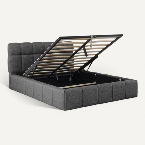 Lit Coffre 140x190 Cm Elias + Sommier / Gris Foncé