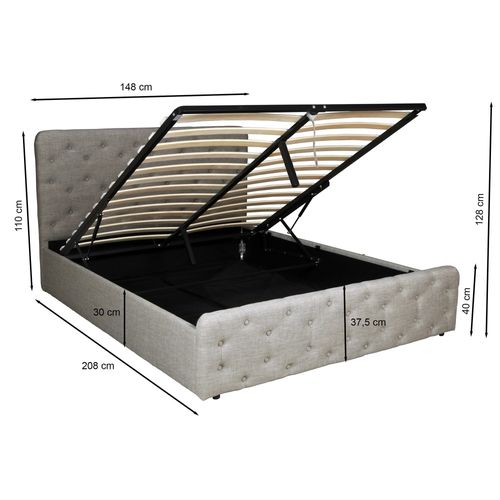 Lit Coffre 140x190 Cm Eden + Sommier / Gris Clair