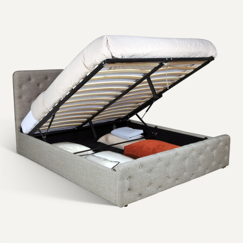 Lit Coffre 140x190 Cm Eden + Sommier / Gris Clair
