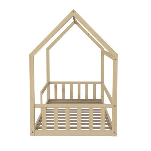 Lit Cabane Nemo 90x190 + 1 Sommier + Barrière /naturel