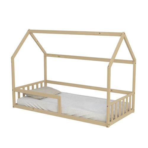 Lit Cabane Nemo 90x190 + 1 Sommier + Barrière /naturel