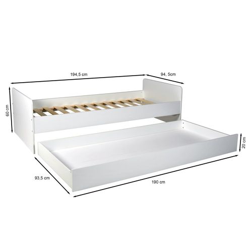 Lit Gigogne 90x190 Cm Bali / Blanc