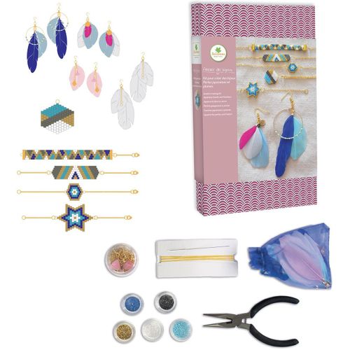 Kit Création Bijoux Perles Japonaises Et Plumes - Dès 12 Ans, Fils Et Accessoires