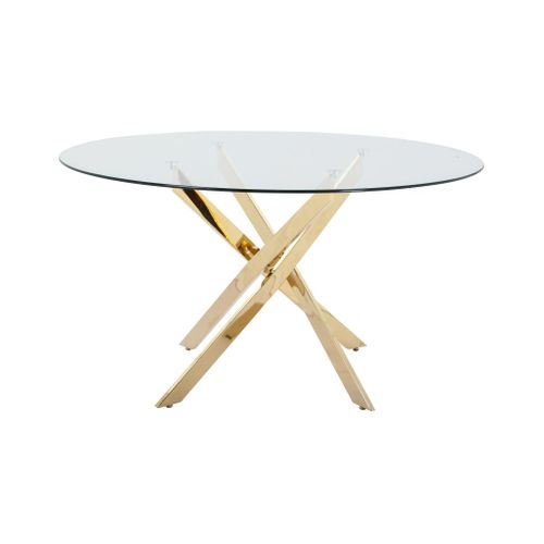 Service De Table 18 Pièces Fecra Loren En Verre Transparent/Doré Pour 6 Personnes - Assiettes Et Bols
