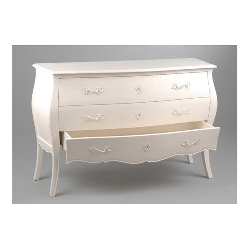 Commode En Bois Baroque Blanche 3 Tiroirs - Muriane