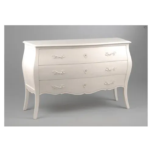 Commode En Bois Baroque Blanche 3 Tiroirs - Muriane