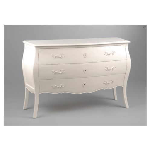 Commode En Bois Baroque Blanche 3 Tiroirs - Muriane