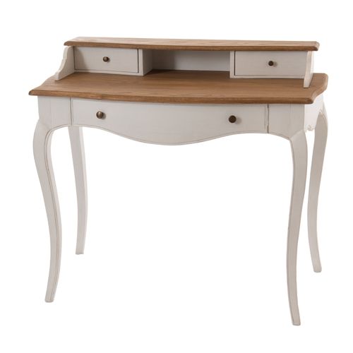Bureau Secrétaire En Bois Blanc Shabby Chic - Betsy
