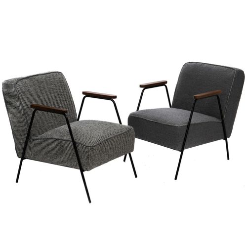 Fauteuil Vintage En Tissu Chiné Et Pieds Métal - Sintra