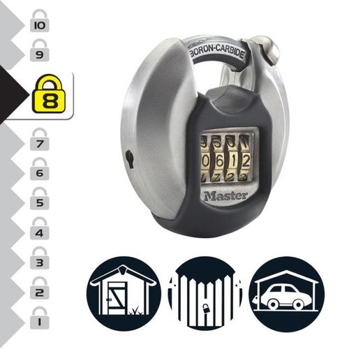 Cadenas Disque Inox 70 Mm - Anse Boron 10 Mm, Combinaison 4 Chiffres