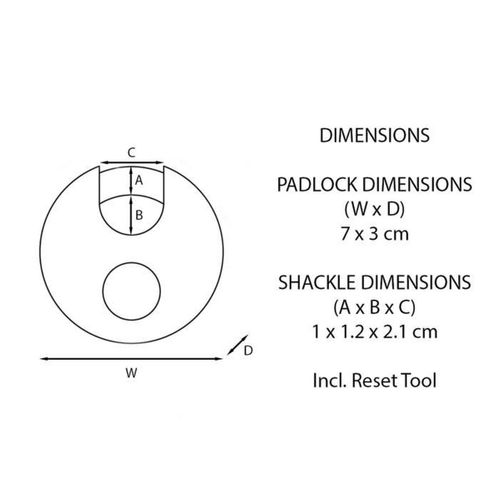 Cadenas Disque Inox 70 Mm - Anse Boron 10 Mm, Combinaison 4 Chiffres