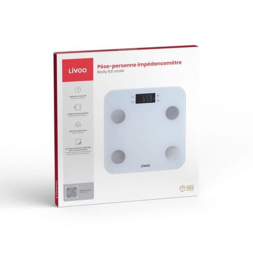 Pese-personne Impédancemetre - Dom427w - 7 Indicateurs - Max 180 Kg - 13 Profils - LCD - Blanc