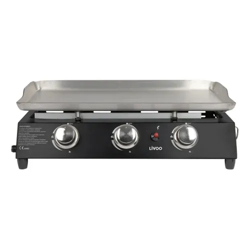 Plancha Gaz En Acier Inoxydable, 3 Brûleurs Inox, Gaz Propane - DOC249 noir