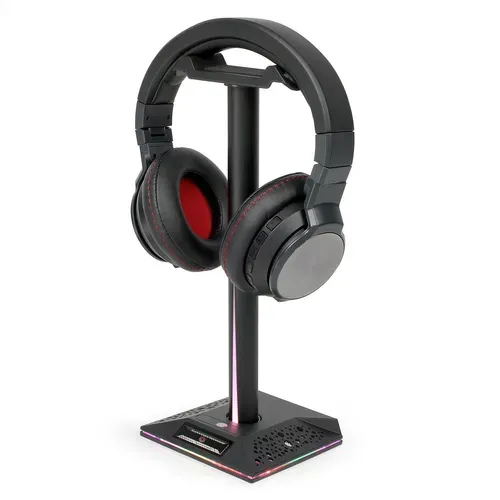 Support Casque Gamer Tea284 Avec Hub 2 Ports - LED Rgb 10 Modes - Entrée Casque Jack 3,5 Mm