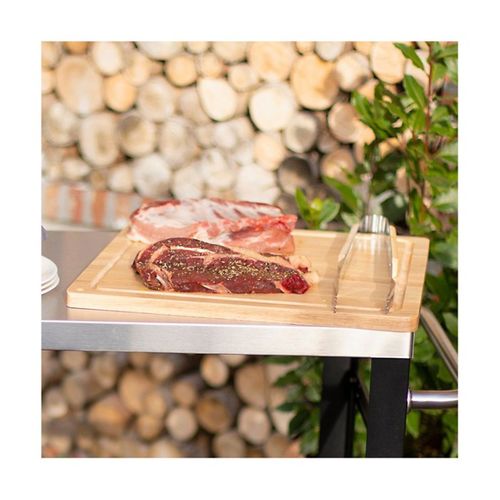Planche à Découper XXL 46 X 46 X 2 Cm En Bois D'hévéa Avec Rigole