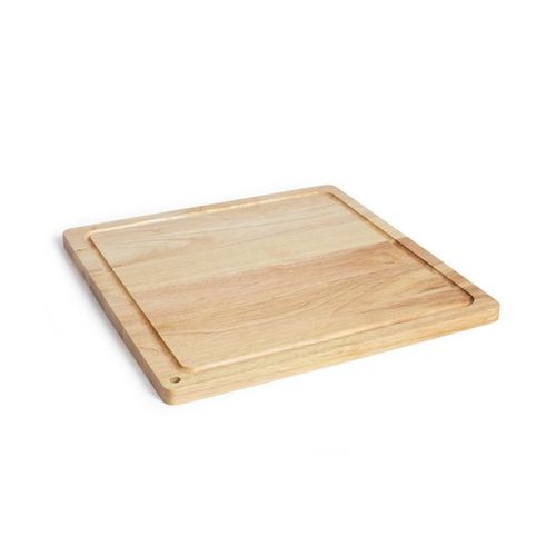Planche à Découper XXL 46 X 46 X 2 Cm En Bois D'hévéa Avec Rigole
