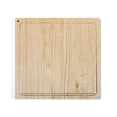 Planche à Découper XXL 46 X 46 X 2 Cm En Bois D'hévéa Avec Rigole