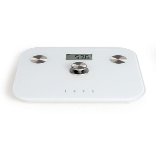 Pèse-personne Impédancemètre Dynamo Sans Pile 150 Kg LCD - Blanc