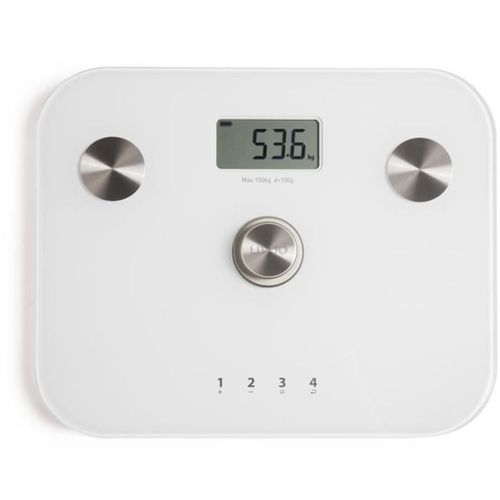 Pèse-personne Impédancemètre Dynamo Sans Pile 150 Kg LCD - Blanc
