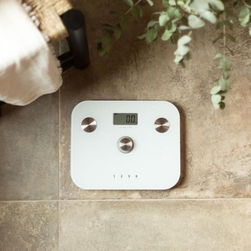 Pèse-personne Impédancemètre Dynamo Sans Pile 150 Kg LCD - Blanc