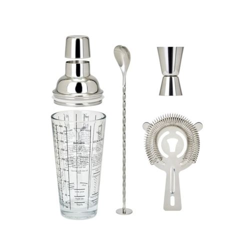 Set à Cocktails Gs156 - Shaker Verre 400 Ml Et 3 Accessoires Inox
