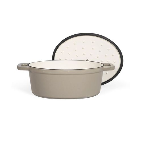 Cocotte Ovale 4,5 L En Fonte Émaillée - 29 X 22 Cm, Beige