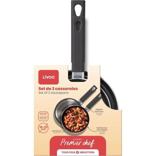 Set De 2 Casseroles 18/20 Cm - Aluminium Antiadhésif Sans Pfoa/pfos, Induction