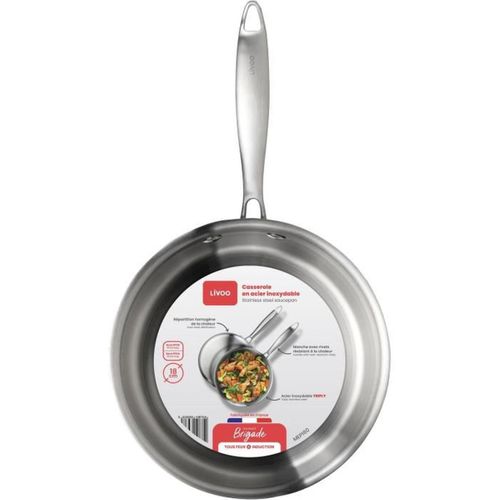 Casserole Triply 18 Cm – Acier Inox 3 Couches, Induction et Four