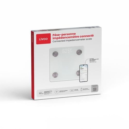 Pese-personne Impédancemetre Connecté - Dom528w - 17 Indicateurs - Max 180 Kg - 8 Profils - LED