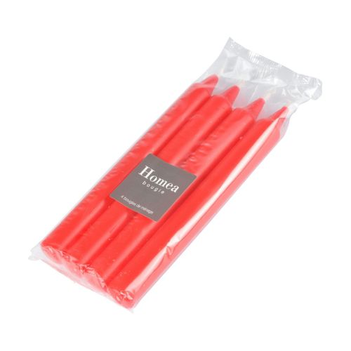 Lot De 4 Bougies Chandelier "essentiel" 19cm Rouge