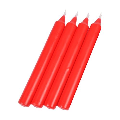 Lot De 4 Bougies Chandelier "essentiel" 19cm Rouge