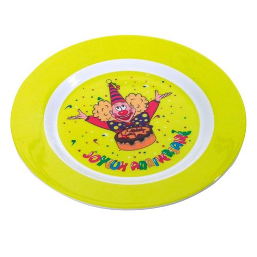 Assiette En Plastique Réutilisable "clown" 18cm Jaune