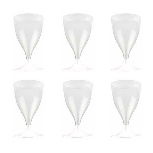 Lot De 6 Verres à Vin Réutilisable "plastique" 18cl Blanc
