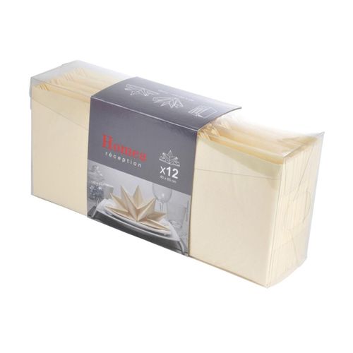 Lot De 12 Serviettes En Papier "pré Pliées" 40x60cm Crème